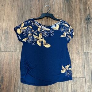 Max Jeans Blue and Gold Floral Top
